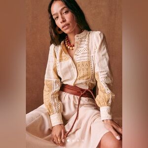 Sézane Léa Eyelet Blouse NWT
